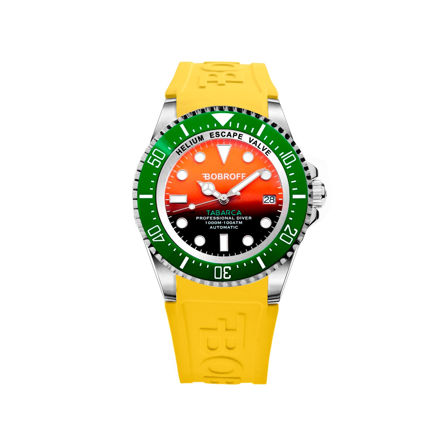 Bobroff BF0004bv-BFSTA watch for man with a orange dial and silicone strap.
