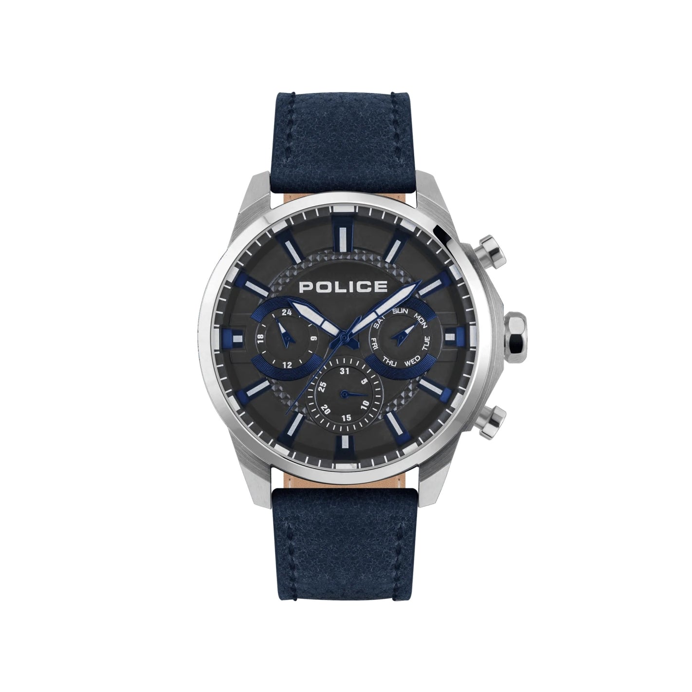 Police PEWJF2204206 watch for man with a grey dial and leather strap.