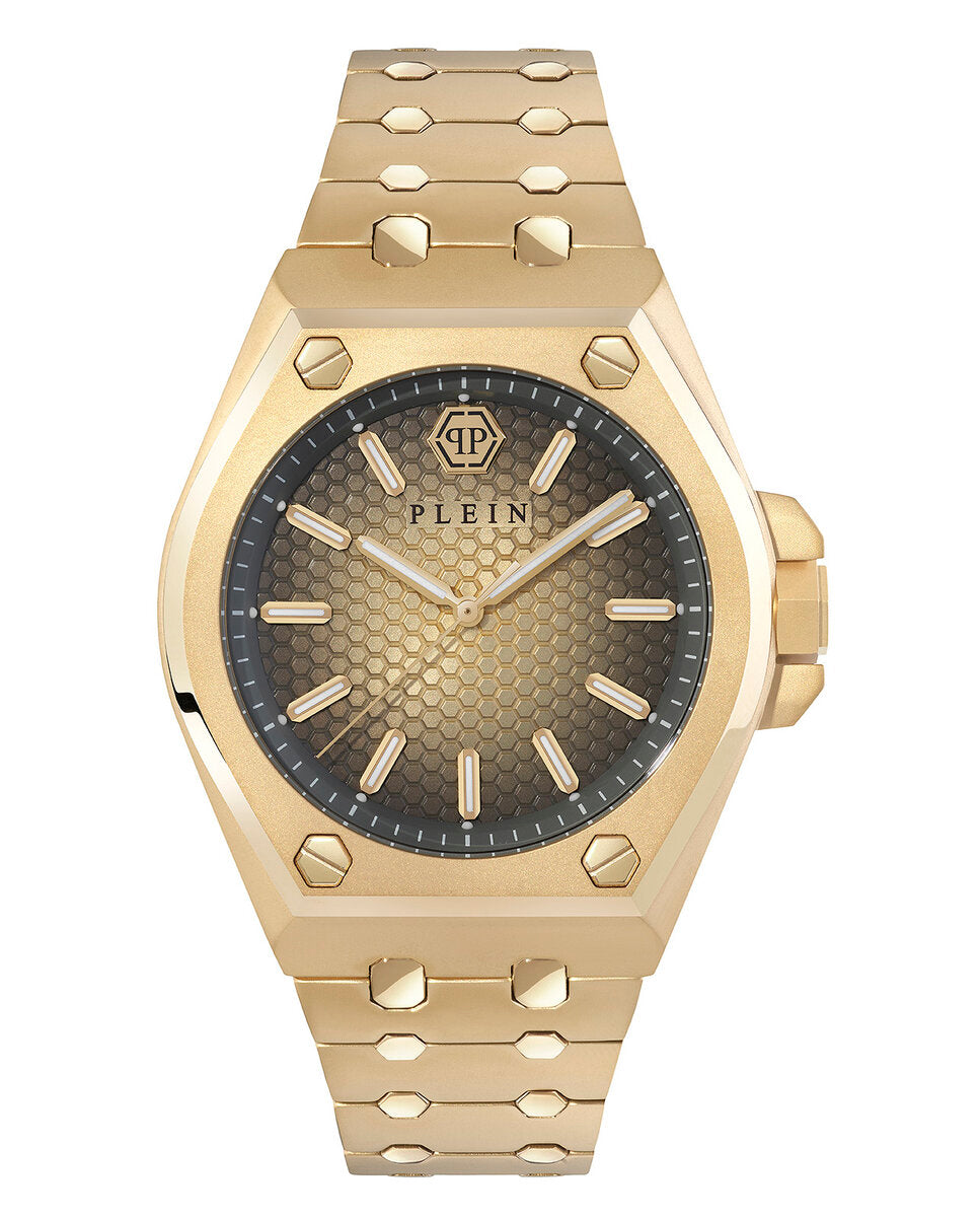 Philipp Plein PWPMA0324 watch for man with a golden dial and stainless steel strap.