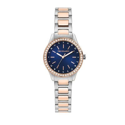 Trussardi R2453151507 watch for women with a blue dial and stainless steel strap.