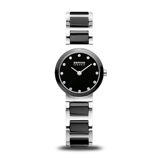Bering 10725-742 watch for women with a black dial and ceramics strap.