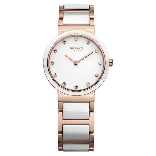 Bering 10729-766 watch for woman with a white dial and ceramics strap.
