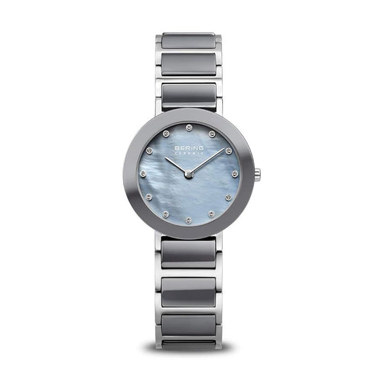 Bering 11429-789 watch for woman with a grey dial and ceramics strap.