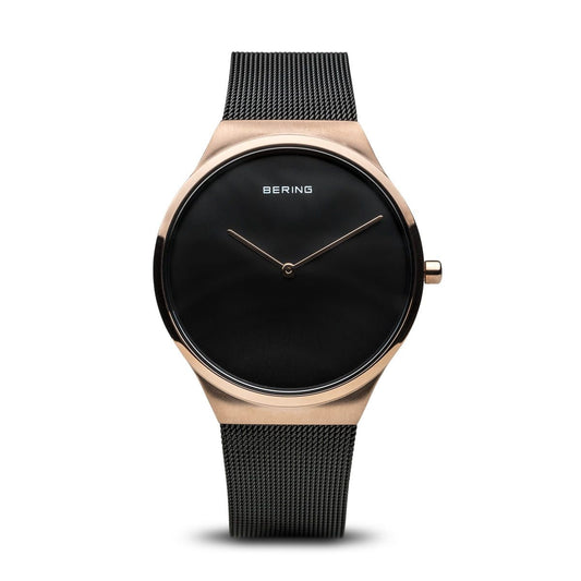 Bering 12138-166 watch for woman with a black dial and stainless steel strap.