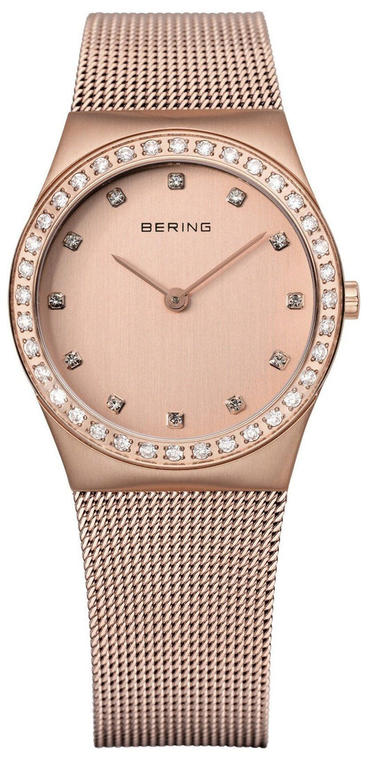 Bering 12430-366 watch for women with a pink dial and stainless steel strap.