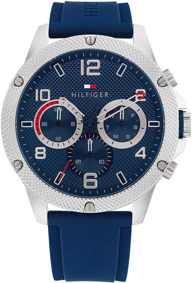 Tommy Hilfiger 1792027 watch for man with a blue dial and silicone strap.