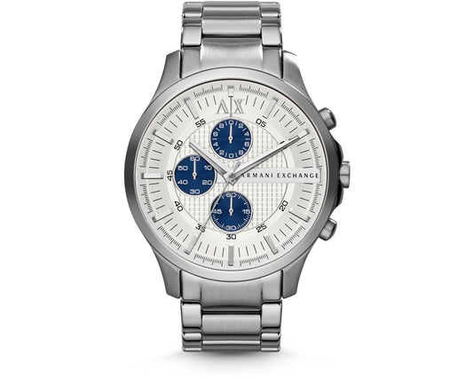 Armani Exchange AX2136 watch for man with a white dial and stainless steel strap.