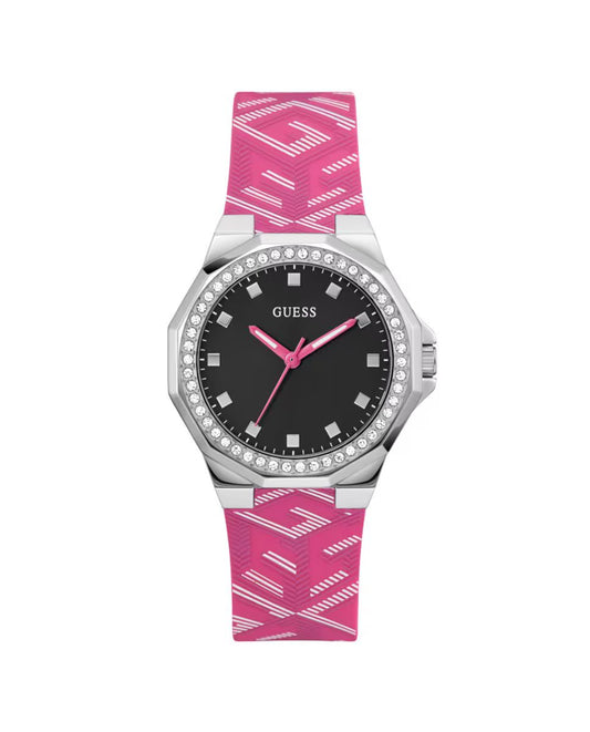Guess GW0598L1 watch for women with a black dial and silicone strap.