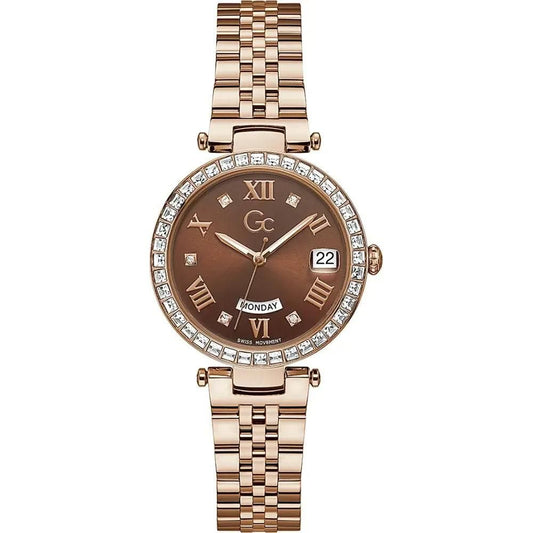 Gc Z01009L4MF watch for women with a brown dial and stainless steel strap.