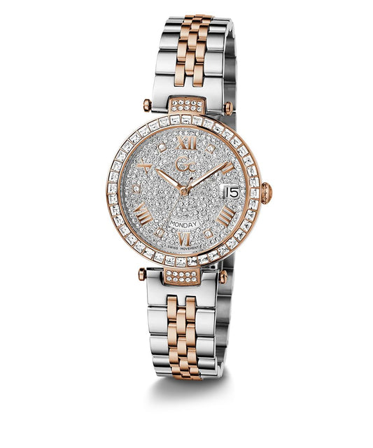 Gc Z01014L1MF watch for women with a grey dial and stainless steel strap.